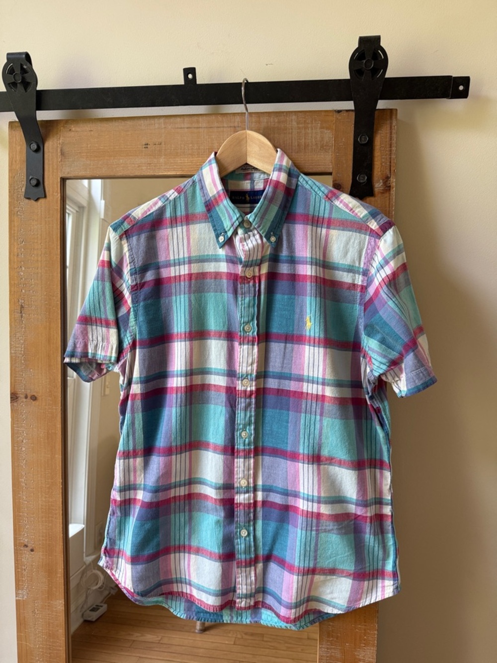 Polo Ralph Lauren Indian Madras Short Sleeve Button Down Shirt Size M